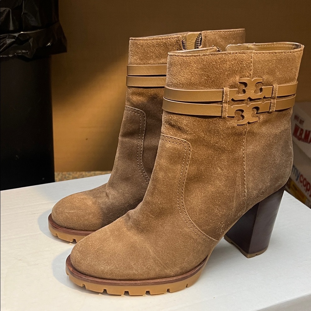 Tory Burch Tan Suede Heeled Boots